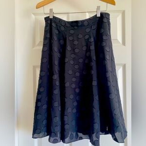 Ann Taylor Womens Full Circle Skirt Size 4 Black Chiffon Clip Dot Back Zip Lined